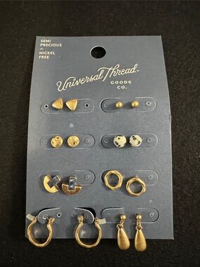 Universal Thread Gold-Tone Mixed Earring Set - Gold & Cream Accents